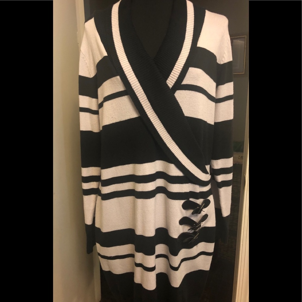Cream & black sweater dress